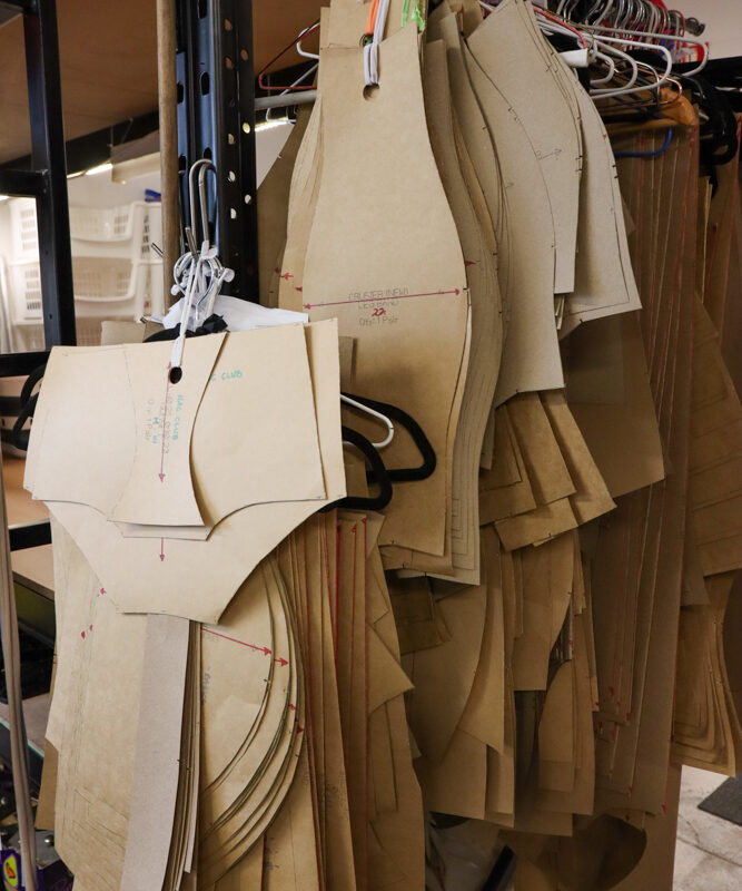 Sewing patterns hanging